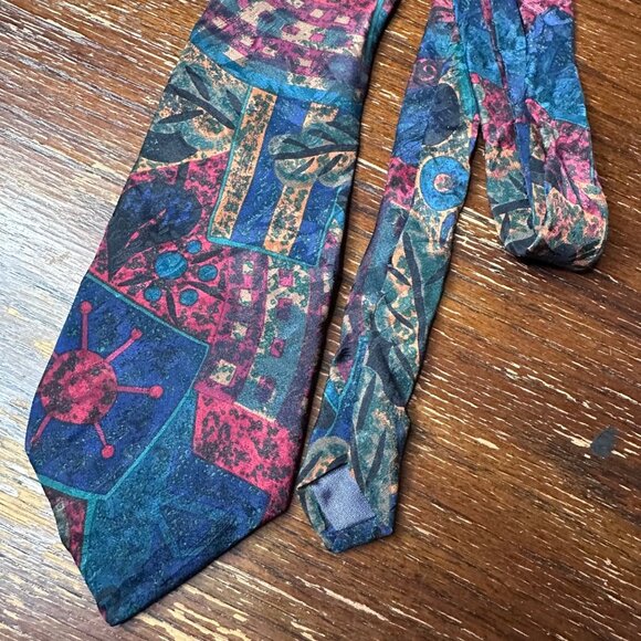 Galimberti 100% Silk Tie Abstract Multicolor Design Made In Italy - Picture 7 of 9